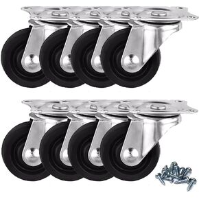 4 Pack 1" Swivel Caster Wheels Rubber Base with Top Plate & Bearing,Small Casters Trolley Wheels (4)