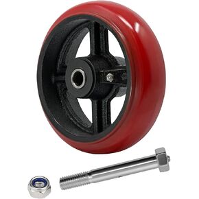 4 inch Heavy Duty Caster Wheel- Polyurethane tread(Crowned) on cast lron wheels -1/2" Bore -Roller Bearing, Set of 4 Heavy Duty Caster Wheel- 3200 lbs Capacity (4 PACK)
