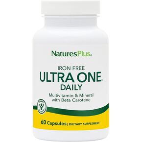 Natures Plus Ultra One Iron Free - 60 Easy to Swallow Capsules - High Potency Once Daily Multivitamin & Mineral Supplement - Natural Energy - Vegetarian, Gluten-Free - 60 Servings