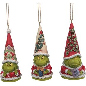 Enesco Jim Shore Dr. Seuss The Grinch Gnomes Hanging Ornament Set, 3.375 Inch, Multicolor