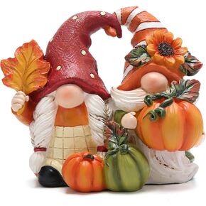 Hodao Fall Thanksgiving Pumpkin Gnomes Decorations Handmade Swedish Tomte Gnomes Elf for Fall Decor Gift - Fall Thanksgiving Party Home Couple Gnomes Decor - Thanksgiving Autumn Gift