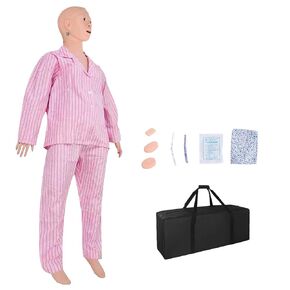 Patient Care Medical Manikin, 5.24ft Life Size Patient Human Model Multifunction Demonstration Mannequin with 3 Muscle Module & Patient Gown & Urinary Catheter for Teaching Pratice