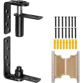 Saloon Door Hinges,Cafe Door Hinges,Self-Return Double Swinging Door Hinge,Saloon Doors Swinging,Bar Door Hinges,Swinging Door Hardware,304 Stainless Steel,50Lbs Load_Bearing(Black-1set)