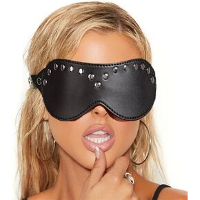 MFMYEE Sleeping Eye Mask - Leather Blindfold Silver Stud Eye Mask, Women Light blocking Sexy Sleep Mask for Couples Adult Masquerade Party, Adult Cosplay