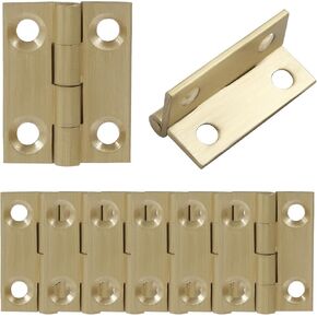 Murtenze 8 Pcs 1 Inch Mini Solid Brass Hinges，Brass Cabinet Hinges Small Box Hinges Butt Hinges for Cabinet, Drawer, Wood Box