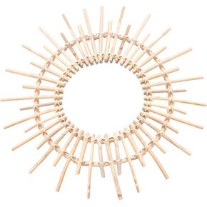 DOITOOL 1pc Rattan Mirror Nordic Style Woven Mirror Willow Woven Mirror Woven Decorative Mirror Rattan Weave Mirror Decorative Wall Mirror Dressing Mirror Hand Woven Mirror Wall Art Mirror