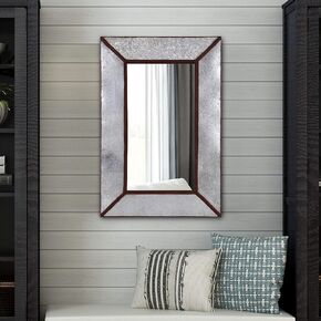 Howard Elliot Collection Durrango Rectangle Galvanized Metal Frame Wall Mount Mirror, 36 x 24 x 1.5 Inches Decorative Accent Hanging Mirror for Entryway, Farmhouse, Living Room & Home Decor - Silver