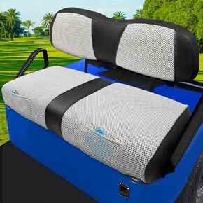 Golf Cart Seat Covers For Club Car DS Seat Cover OEM Front, Breathable Fabric and Leather Front Seat Cover Like Gloves, Full Wrap-Around Design of Club Car DS (2000 to Up) Golf Cart Front Seat Cover