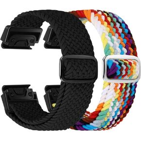 Quick Fit 22mm Nylon Watch Band Compatible With Garmin Fenix 7/7 Pro/6/6 Pro/5/5 Plus, Adjustable Braided Sport Wristband for Garmin Forerunner 965/955/945/935,EPIX 2,Approach S62/S60