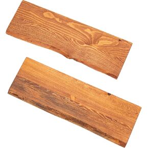 PIPE DECOR 24" Sustainable Boulder Black Live Edge Wood Shelf (Wood Only) 2-Pack