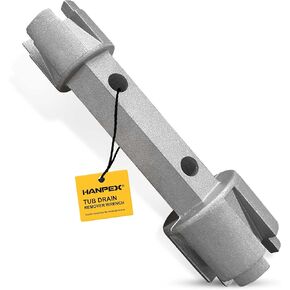 Tub Drain Remover Wrench, Tub Dual Ended Drain Wrench for Bath Drains, Shower Drains and Closet Spuds - Heavy Duty Aluminum