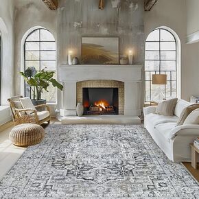 Area Rug Living Room Carpets: 2x3 Machine Washable Rug Boho Vintage Medallion Soft Thin Rug Indoor Floor Anti Slip No Shedding Carpet for Bedroom Dining Room Farmhouse Nursery Home Office-Beige