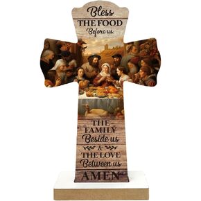 Qswo Wooden Crosses,Christians Cross Wall Decor,Cross Desk Decor,Cross Decor for Wall,Faith Bible Verse Wooden Crosses,Rustic Christian Cross Wooden Hanger,Christians Wooden Crosses Tabletop