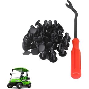 50Pcs Golf Cart Tree Rivets Clips and One Plastic Fastener Remover Universal Fit Electric/Gas Yamaha Golf Cart X-Mas Club Car EZGO TXT RXV Tree Rivets Clips Replace# 1010434