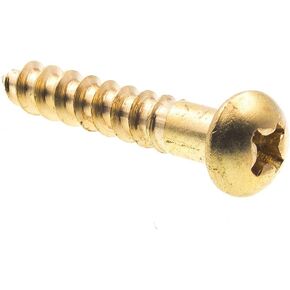 Prime-Line 9207803 Wood Screws, Round Head, Phillips Drive, #8 X 1 In., Solid Brass (25 Pack)