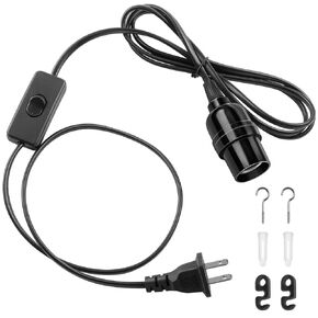 DiCUNO Hanging Lantern Extension Cord Cable, E26 Pendant Light Socket On Off Inline Cord Switch Control Lamp, Switch Close to Polarized Plug, 13 Feet, White, 1-Pack