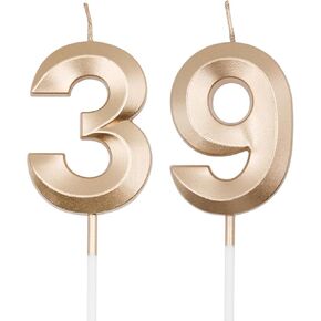 Champagne Gold 39th & 93rd Birthday Candles for Cakes, Number 39 93 Candle Cake Cupcake Topper for Birthday Anniversary Party Decoration in Kuwait
