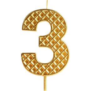 Yiran Gold Waffle Pattern Birthday Candles, Number 1 Candles, Happy 1st Birthday Candle for Cake, 3D Design Cake Topper Decorations for Kid Pet Birthday Party Wedding Anniversary Celebration Supplies