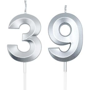 Champagne Gold 39th & 93rd Birthday Candles for Cakes, Number 39 93 Candle Cake Cupcake Topper for Birthday Anniversary Party Decoration