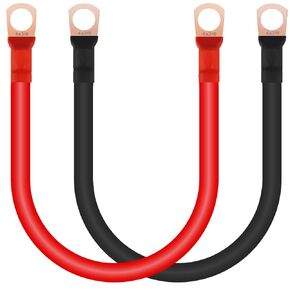 6 AWG Battery Inverter Cable, 6 Gauge 16mm² Auto Wiring 600V Tinned Copper Stranded Electrical Silicone Wire Red & Black 30cm/11.8inch with 3/8" Lugs Terminals for RV, Automotive, Marine