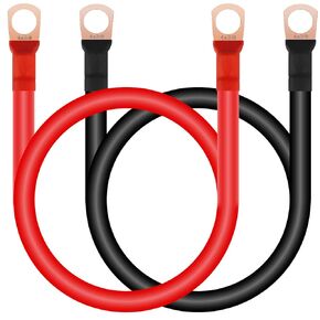 كابل عاكس للبطارية 6 AWG، 6 قياس 16 مم ² أسلاك تلقائية 600 فولت سلك سيليكون كهربائي مجدول بالنحاس أحمر وأسود 30 سم / 11.8 بوصة مع أطراف عروة 3/8 بوصة للمركبات الترفيهية والسيارات والبحرية
