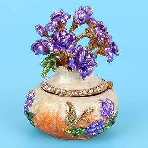 Vintage Daisy Trinket Box Faberge Egg Portable Trinket Box Rich Enamel Sparkling Rhinestones Trinket Box Store Luxury Gifts Romantic Home Decor(Orange)