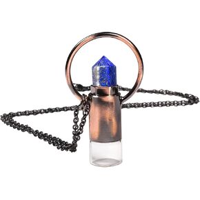 Nupuyai Healing Crystal Point Pendant Necklace with Perfume Bottle, Essential Oil Diffuser Necklace for Women Men with Chain