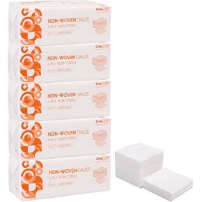 Dental Gauze Wound Care Product 2 Packs of 400 Highly Absorbent Non-Woven Gauze Sponges 4-Ply 3x3 Inch All-Purpose Non-Sterile Gauze Pads