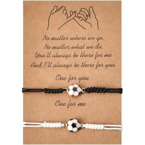 Matching Soccer Bracelet for Best Friends Couples Birthday Graduation Gifts for Men Friends Friendship Relationship Gifts for Him Her Soccer Lovers Adjustable Braided Football Bracelets for 2