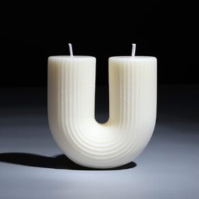 U Shaped Candle White Ribbed Candle Soy Wax Scented Decorative Candles Minimalist Geometric Shaped Candles Cool Aesthetic Candle Handmade Long Lasting Candle for Bedroom Wedding Birthday Decor in Saudi Arabia