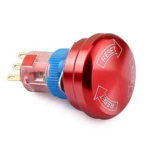 Metal Emergency Stop Button Switch, 16MM 5A 5-250VAC 6-Feet Emergency Stop Power-Off Round Self-Locking Waterproof Mushroom Cap Switch with 2 NO & 2 NC