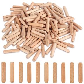 120pcs Wooden Dowels, 0.31x1.18 inch Wooden Pegs Multifunctional Wood Screw Hole Wooden Plugs Rod Fluted Pins for Furniture Repair and Fixing Handicraft Making