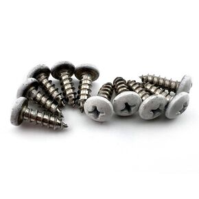 #8 x 1/2" Stainless Steel Pan Head Screws White 10 Pack Phillips Drive Wood Cutting Self Tapping Type A Point 304 18-8 Grade Corrosion Resistant Grade Quantum Forge Fasteners