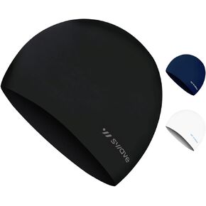 SWAVE Unisex Adult Comfortable Durable Solid Waterproof Silicone Swim Cap