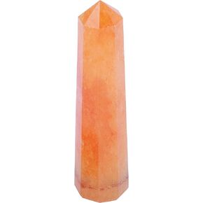 PYOR Carnelian 6 Faces Crystal Point Wand Reiki Chakra Healing Positive Energy Generator Handmade Natural Stones Crystals Figurine Home Décor Spiritual Good Luck Fortune Gift-Stone Wands Prosperity