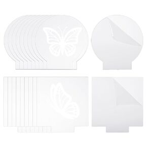 PATIKIL 20Pcs Acrylic Sheet Clear Blank Cast for LED Light Base, 2mm/0.08" Thick Square/Round Transparent Panel Board with Film for Table DIY Display Project