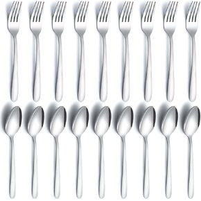 24-Piece Black Spoons and Forks Set, Food Grade Stainless Steel with Plastic Handle Silverware Set, Mirror Polished, Dishwasher Safe, Silverware Forks and Spoons for Home, Kitchen or Restaurant