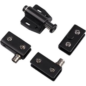 Stainless Steel Glass Door Pivot Hinges,Cupboard Showcase Double Magnetic Catch Latches Glass Clamps,with Clamp Set for Free Swinging 0.2-0.32inch Glass Door (Silver, for Double Doors-1 Pack)