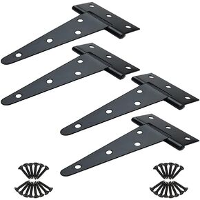 8 inch T Strap Hinges, Heavy Duty T-Strap Shed Door Hinges Gate Hinges, Tee Hinge for Wooden Fences,Yard Door,Barn Door Gates, Wrought Rustproof 4PCS