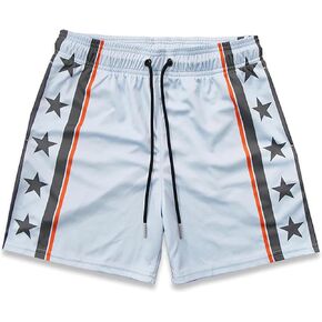 DIOTSR Mens Retro Casual Graphic Shorts Elastic Waistband Streetwear Athletic Basketball Running Active Shorts