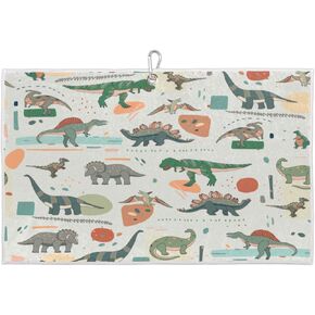 Funny Animal Dinosaur Golf Towel for Golf Bags with Clip for Men & Women | Cute Dino Golf Towel for Boys Girls Kids Dad Clubs | Golf Accessories and Golf Gifts for Golf Fan | 15" x 24"