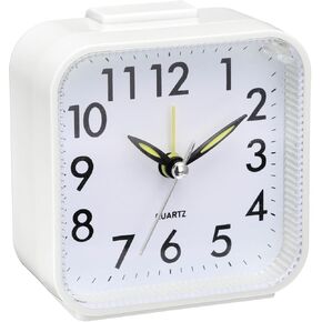 uxcell Square Quartz Alarm Clock, Plastic Alarm Clocks for Bedrooms with USB Charging Port, Adjustable Volume, Dimmable, Snooze, 12/24H, Pink Alarm Clocks