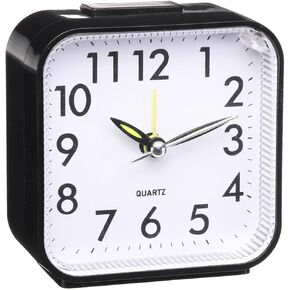 uxcell Square Quartz Alarm Clock, Plastic Alarm Clocks for Bedrooms with USB Charging Port, Adjustable Volume, Dimmable, Snooze, 12/24H, Pink Alarm Clocks