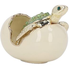 Turtles Trinket Box, Green Zinc Alloy Hand Made Metal Baby Turtles Figurine Craft Jewelry Box for Metal Earrings Necklace Holder Case Girls Women