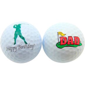 Happy Birthday Dad Set of 2 Golf Ball Golfer Gift Pack