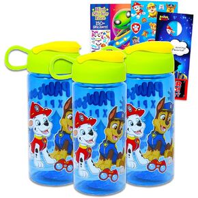 Paw Patrol Water Bottles for Kids - 3 Pc Paw Patrol School Supplies Bundle with 16.5 Oz Paw Patrol Water Bottles Plus Sticker Activity Book, More | Paw Patrol Water Bottle for Boys, Girls