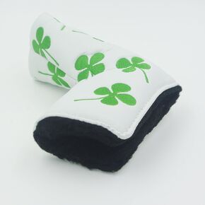 Green Four-Leaf Clover Golf Putter Head Cover Headcover Shamrock Embroidered Blade Fit All Brands