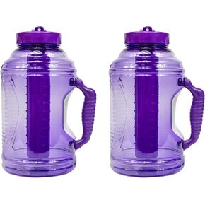COOL GEAR 2-Pack 80 oz Big Freeze Sports Water Bottle with Freezer Stick and Handle | Hydrating Colored Water Bottle - Blue