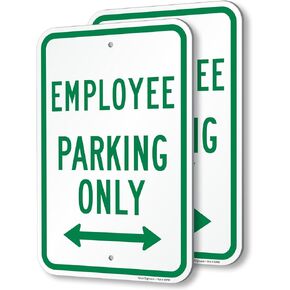 SmartSign 14 x 10 inch “Employee Parking Only" Metal Sign with Bi-Directional Arrow, 40 mil Laminated Rustproof Aluminum, Green and White, Made in USA