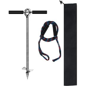 Sand Anchor, Beach Anchor with Removable Handle, Bungee Line & Carry Bag, 18"/24"/36" Length Auger to The Beach and Sandbar,Boat Sand Anchor Pole for Jet Ski PWC Pontoon Kayak